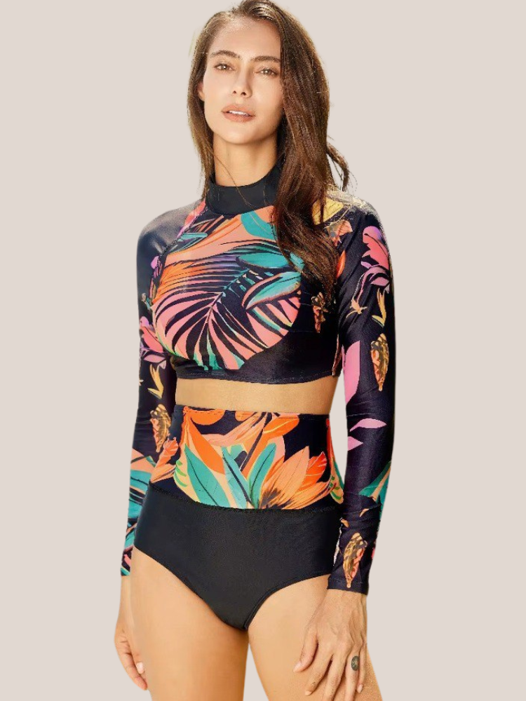 Croptop-badpak met lange mouwen