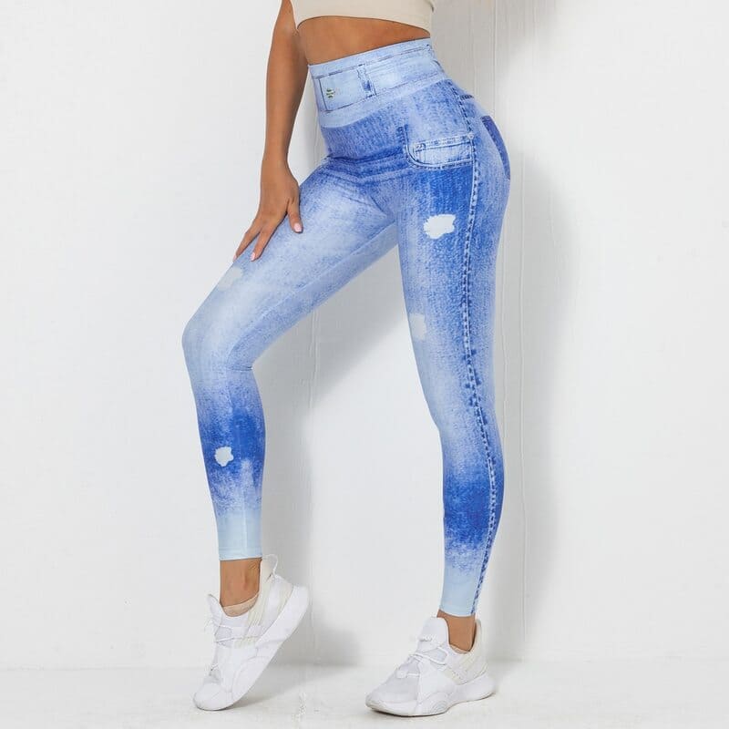 Afslankende legging met denimeffect 