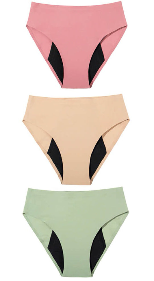 Set van 3 kleurrijke menstruatieslipjes